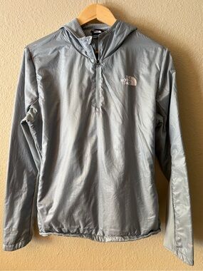 The North Face Women's Winter Warm Quarter Zip Hooded Jacket Blue Silver Large